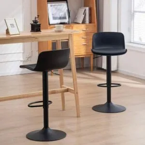 كرسي مرتفع جلد ايليم - اسود