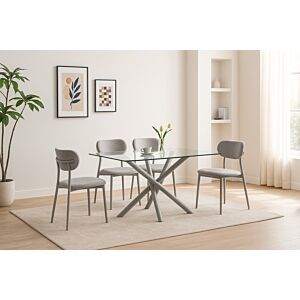 طقم طاولة طعام 4 اشخاص نيرفانا - رمادي وشفاف