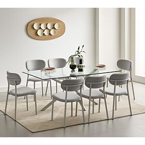 طقم طاولة طعام 8 اشخاص نيرفانا - رمادي وشفاف
