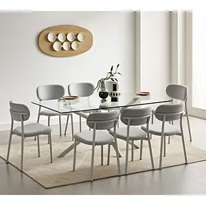 طقم طاولة طعام 8 اشخاص نيرفانا - رمادي وشفاف