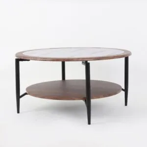 طاولة قهوة دائرية فيسون - بني ومتعدد الالوان