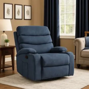 كرسي استرخاء دوار مخمل ريڤا - ازرق غامق