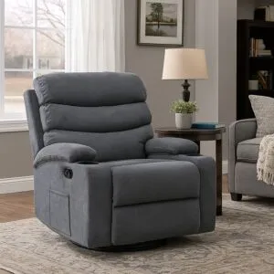 كرسي استرخاء دوار مخمل ريڤا - رمادي