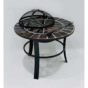 موقد نار دائري بقواعد معدنية - أسود