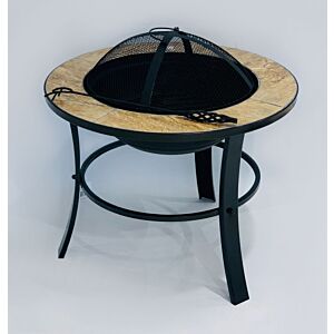 موقد نار دائري حجري - أسود وبيج