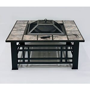 موقد نار حجري بقواعد معدنية - أسود