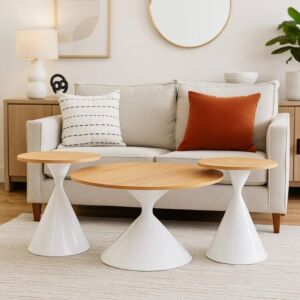 طقم طاولة قهوة وطاولات جانبية - 3 قطع