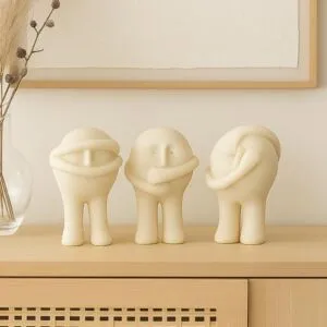 طقم تحفة ديكوريه بايرو - 3 قطع - اوف وايت