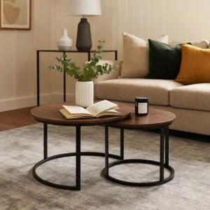 طقم طاولة قهوة أوربت - 2 قطع - بني غامق