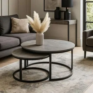 طقم طاولة قهوة أوربت - 2 قطع - رمادي