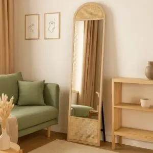 مرآة أرضية راتان - خشبي