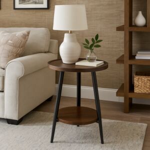 طاولة جانبية فابري - بني غامق