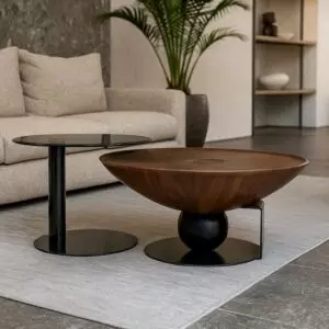 طقم طاولة قهوة ماردين قطعتين - بني واسود