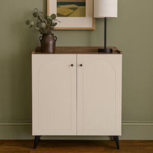 خزانة احذية بابين شيكو - ابيض وبني