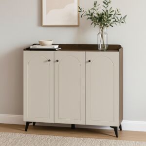 خزانة احذية 3 ابواب شيكو - ابيض وبني