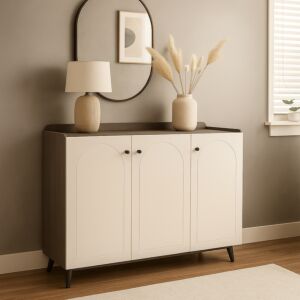 خزانة احذية 120سم - ابيض وبني