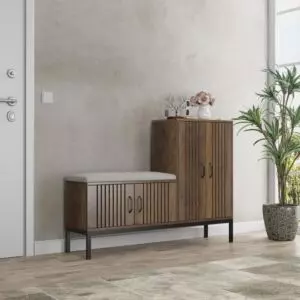 خزانة أحذية خشبي مع وسادة مقعد