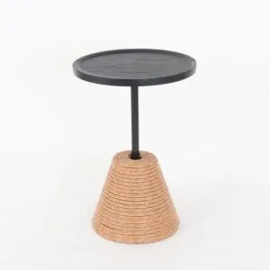 طاولة خدمة خشب بقواعد خزف روناي - أسود