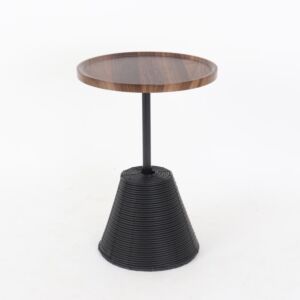 طاولة خدمة خشب بقواعد خزف - اسود وبني