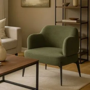 كرسي مفرد مخمل روبيرتو - اخضر غامق