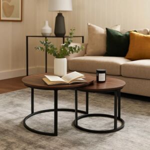 طاولة قهوة أوربت - 2 قطع - بني غامق