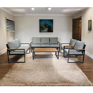 طقم جلسة خارجية 7 اشخاص اريانال - اسود ورمادي