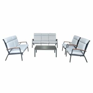 طقم جلسة خارجية المنيوم 7 أشخاص سيلي - اسود ورمادي