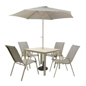 طقم طاولة طعام مع مظلة 4 اشخاص سوليتا - بيج