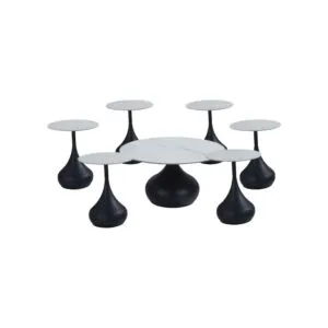 طقم طاولة قهوة وطاولات جانبية 7 قطع سيراميك تشونا - اسود