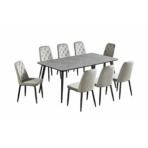طقم طاولة طعام 8 أشخاص ميرالد - رمادي