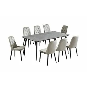 طقم طاولة طعام 8 أشخاص ميرالد - رمادي