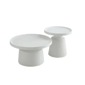 طقم طاولة قهوة وطاولة جانبية قطعتين بروناي - ابيض