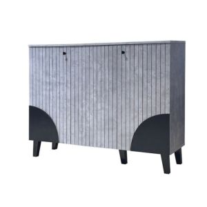 خزانة أحذية 3 باب مارفيل - رمادي واسود