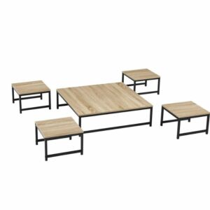 طقم طاولة قهوة خشب 5 قطع فانتازيا - خشبي