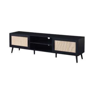 طاولة تلفزيون 180 سم شاكرا - اسود وخشبي