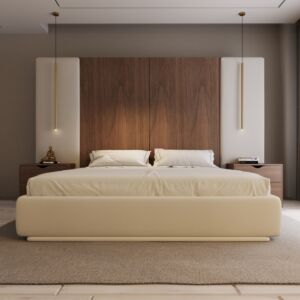 سرير كوين ميرال بدون رأسية - بيج - 160x200 سم