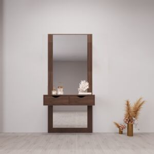 تسريحة مع مرآة لوميرا - 2 ادراج - بني