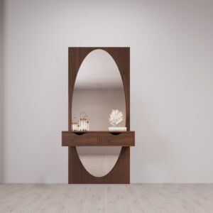 تسريحة مع مرآة أورالين - 2 ادراج - بني