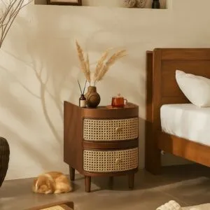 كومودينو راتان طبيعي من ويلو - بني وبيج