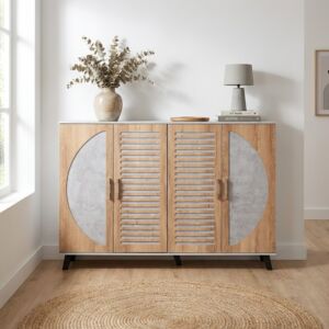 خزانة أحذية 4 أبواب مكسيكو - بيج ورمادي