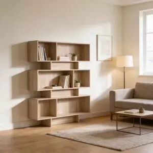 وحدة رفوف مانيلا لون خشبي فاتح 5 أدوار خشب ماليزي