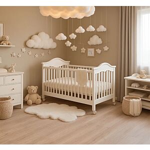 سرير أطفال قال بعجلات لولي - ابيض