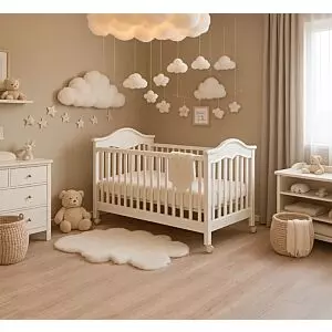 سرير أطفال قال بعجلات لولي - ابيض