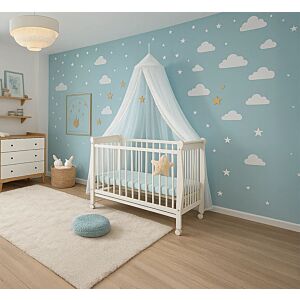 سرير أطفال بعجلات لودي - ابيض