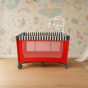 سرير ومحبس اطفال حورو - احمر