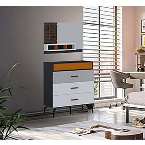 طاولة تزيين مع مرآه تريند - أبيض ومتعدد الالوان