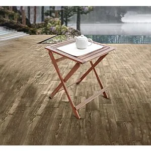 طاولة قهوة خارجية ويكر - بني