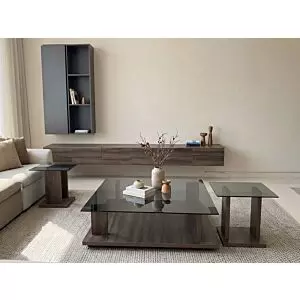 طقم طاولة قهوة بيتي - 3 قطع - بني