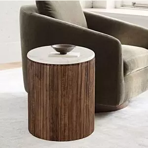 طاولة جانبية رخام مونتريال - بني وابيض