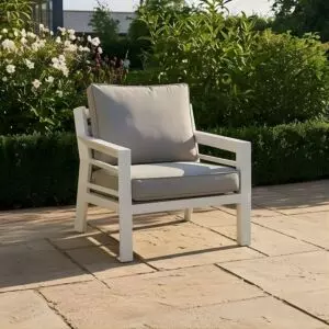 كرسي خارجي مفرد هايب - رمادي وابيض